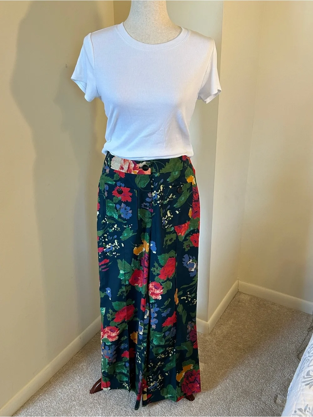Sézane NWOT SZ 6 Emilio Trousers in Floral Trianon Print Multicolor Blooms Rare!
